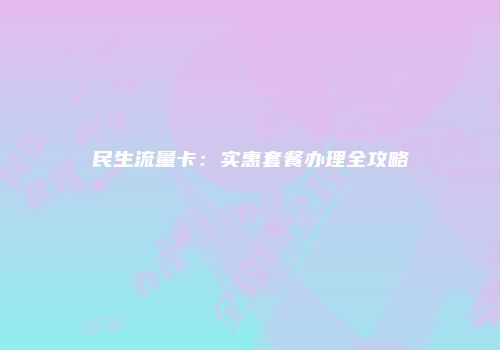 民生流量卡：实惠套餐办理全攻略