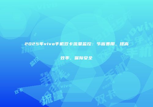 2025年vivo手机双卡流量监控：节省费用、提高效率、保障安全