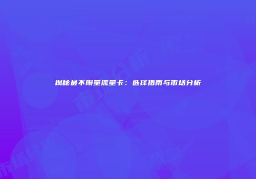 揭秘最不限量流量卡：选择指南与市场分析