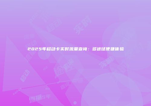2025年移动卡实时流量查询：多途径便捷体验