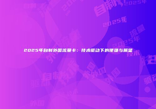 2025年自制外国流量卡：技术驱动下的便捷与展望