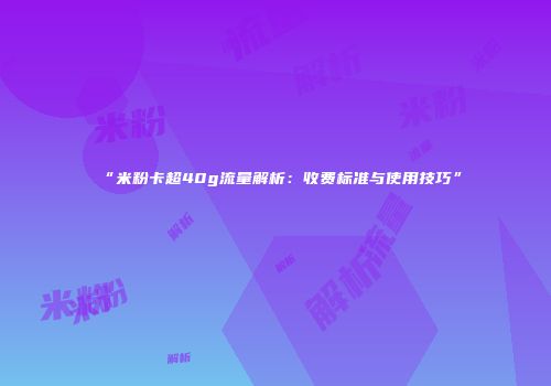 “米粉卡超40g流量解析：收费标准与使用技巧”