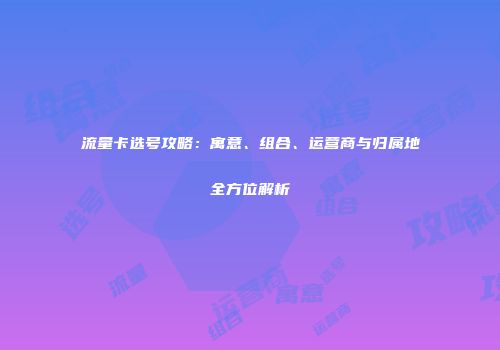 流量卡选号攻略：寓意、组合、运营商与归属地全方位解析