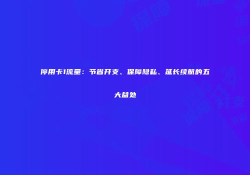 停用卡1流量：节省开支、保障隐私、延长续航的五大益处