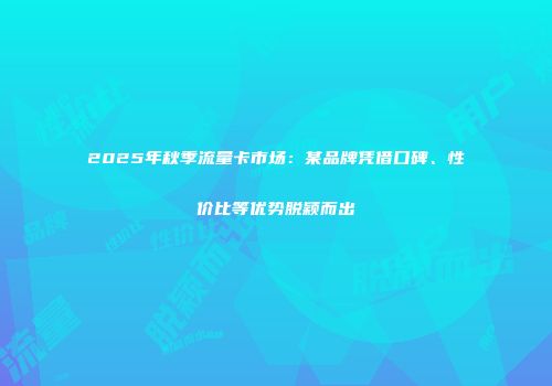 2025年秋季流量卡市场：某品牌凭借口碑、性价比等优势脱颖而出