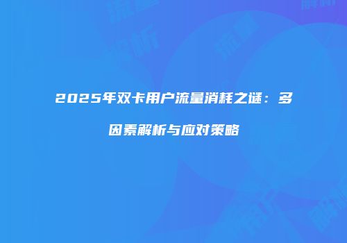 2025年双卡用户流量消耗之谜：多因素解析与应对策略