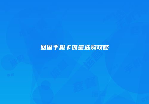回国手机卡流量选购攻略