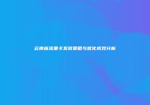 云南省流量卡发放策略与优化成效分析