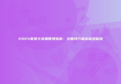2025星漫卡流量管理指南：全面技巧助您高效省流