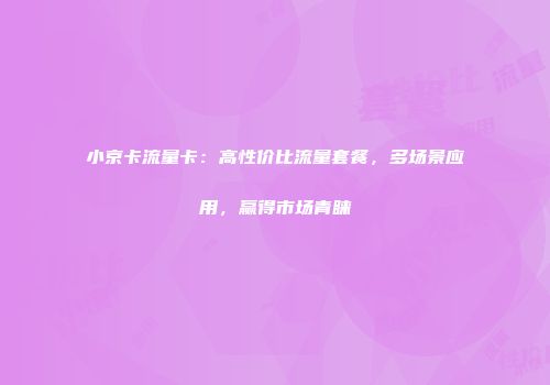小京卡流量卡：高性价比流量套餐，多场景应用，赢得市场青睐