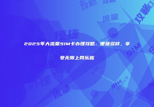 2025年大流量SIM卡办理攻略：便捷多样，享受无限上网乐趣