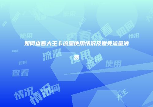 如何查看大王卡流量使用情况及避免流量浪费