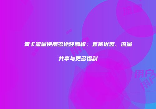 黄卡流量使用多途径解析：套餐优惠、流量共享与更多福利