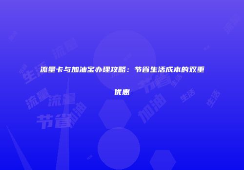 流量卡与加油宝办理攻略：节省生活成本的双重优惠