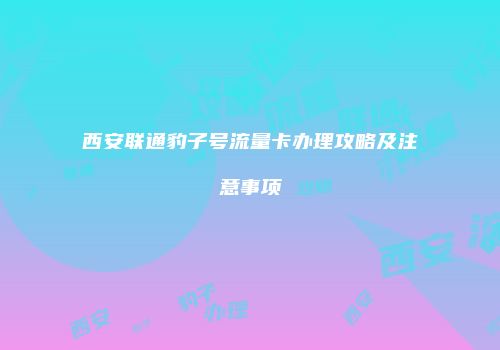 西安联通豹子号流量卡办理攻略及注意事项