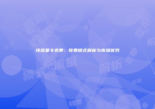 纯流量卡宽带：收费模式解析与市场优势