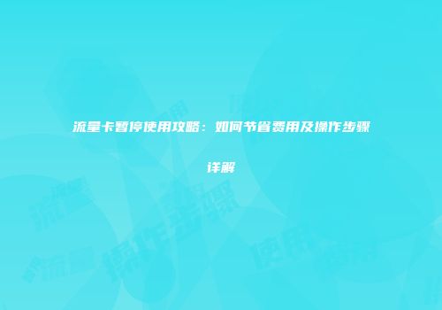 流量卡暂停使用攻略：如何节省费用及操作步骤详解