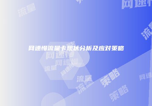 网速慢流量卡现状分析及应对策略