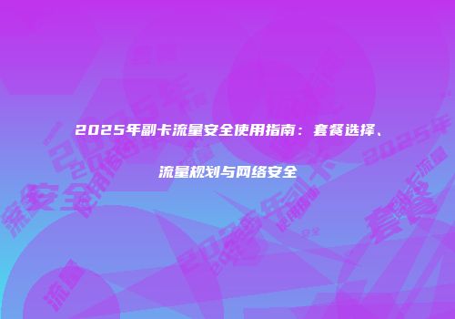 2025年副卡流量安全使用指南：套餐选择、流量规划与网络安全