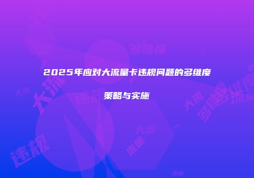 2025年应对大流量卡违规问题的多维度策略与实施