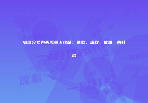 电信分号购买流量卡攻略：选型、流程、优惠一网打尽