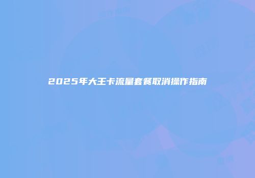 2025年大王卡流量套餐取消操作指南