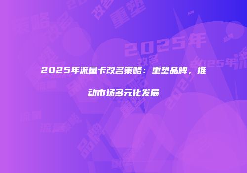 2025年流量卡改名策略：重塑品牌，推动市场多元化发展