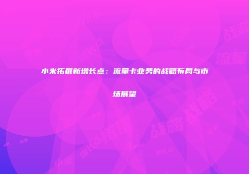 小米拓展新增长点：流量卡业务的战略布局与市场展望