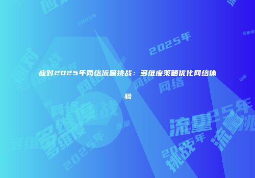 应对2025年网络流量挑战：多维度策略优化网络体验