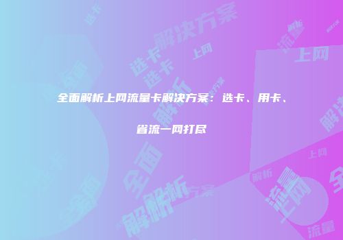 全面解析上网流量卡解决方案：选卡、用卡、省流一网打尽