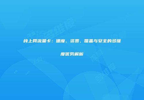 纯上网流量卡：速度、资费、覆盖与安全的多维度优势解析