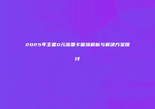 2025年王者0元流量卡困境解析与解决方案探讨