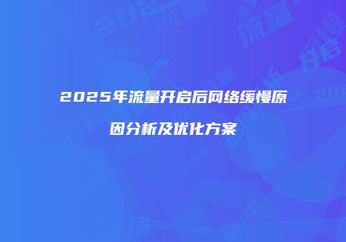 2025年流量开启后网络缓慢原因分析及优化方案