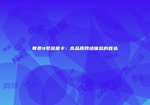 尊贵9号流量卡：高品质网络体验的首选