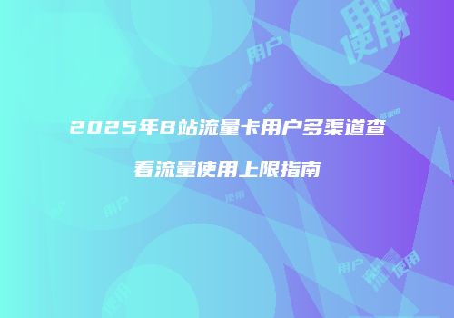 2025年B站流量卡用户多渠道查看流量使用上限指南