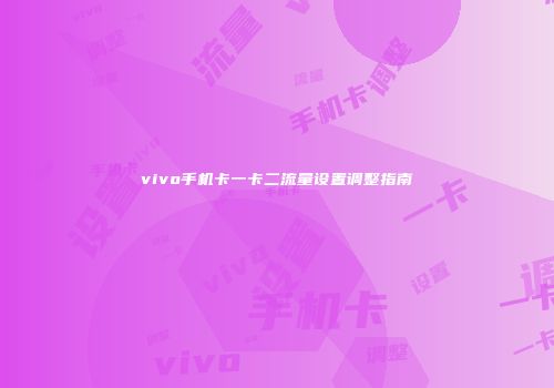 vivo手机卡一卡二流量设置调整指南