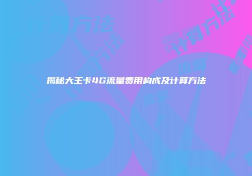 揭秘大王卡4G流量费用构成及计算方法