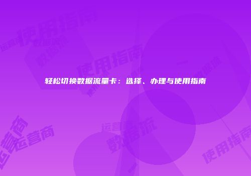 轻松切换数据流量卡：选择、办理与使用指南