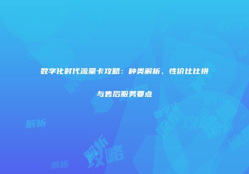 数字化时代流量卡攻略：种类解析、性价比比拼与售后服务要点
