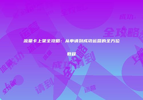 流量卡上架全攻略：从申请到成功运营的全方位教程