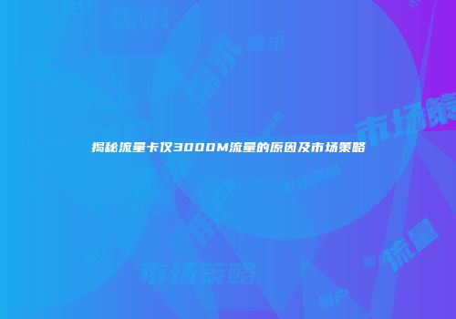 揭秘流量卡仅3000M流量的原因及市场策略