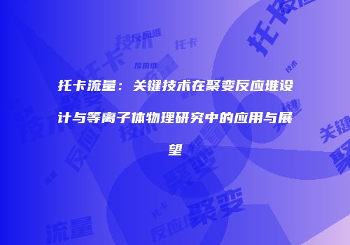 托卡流量：关键技术在聚变反应堆设计与等离子体物理研究中的应用与展望