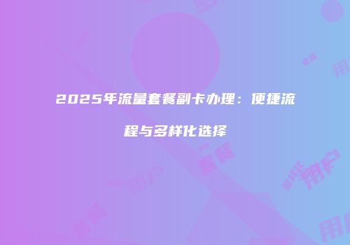 2025年流量套餐副卡办理：便捷流程与多样化选择