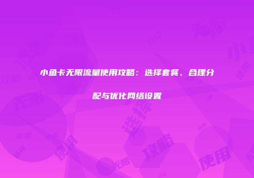小鱼卡无限流量使用攻略：选择套餐、合理分配与优化网络设置