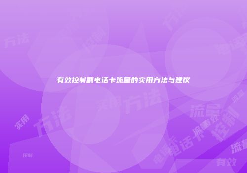 有效控制副电话卡流量的实用方法与建议