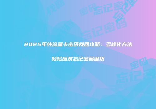 2025年纯流量卡密码找回攻略：多样化方法轻松应对忘记密码困扰