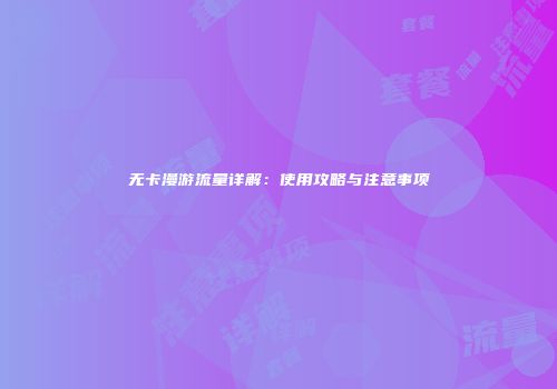 无卡漫游流量详解：使用攻略与注意事项