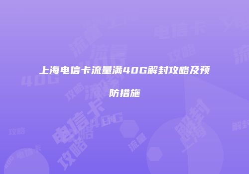 上海电信卡流量满40G解封攻略及预防措施