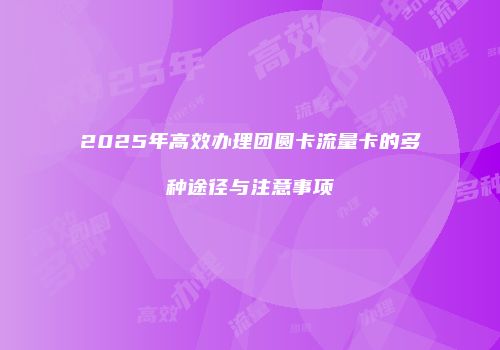2025年高效办理团圆卡流量卡的多种途径与注意事项