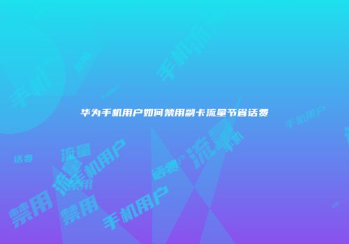 华为手机用户如何禁用副卡流量节省话费